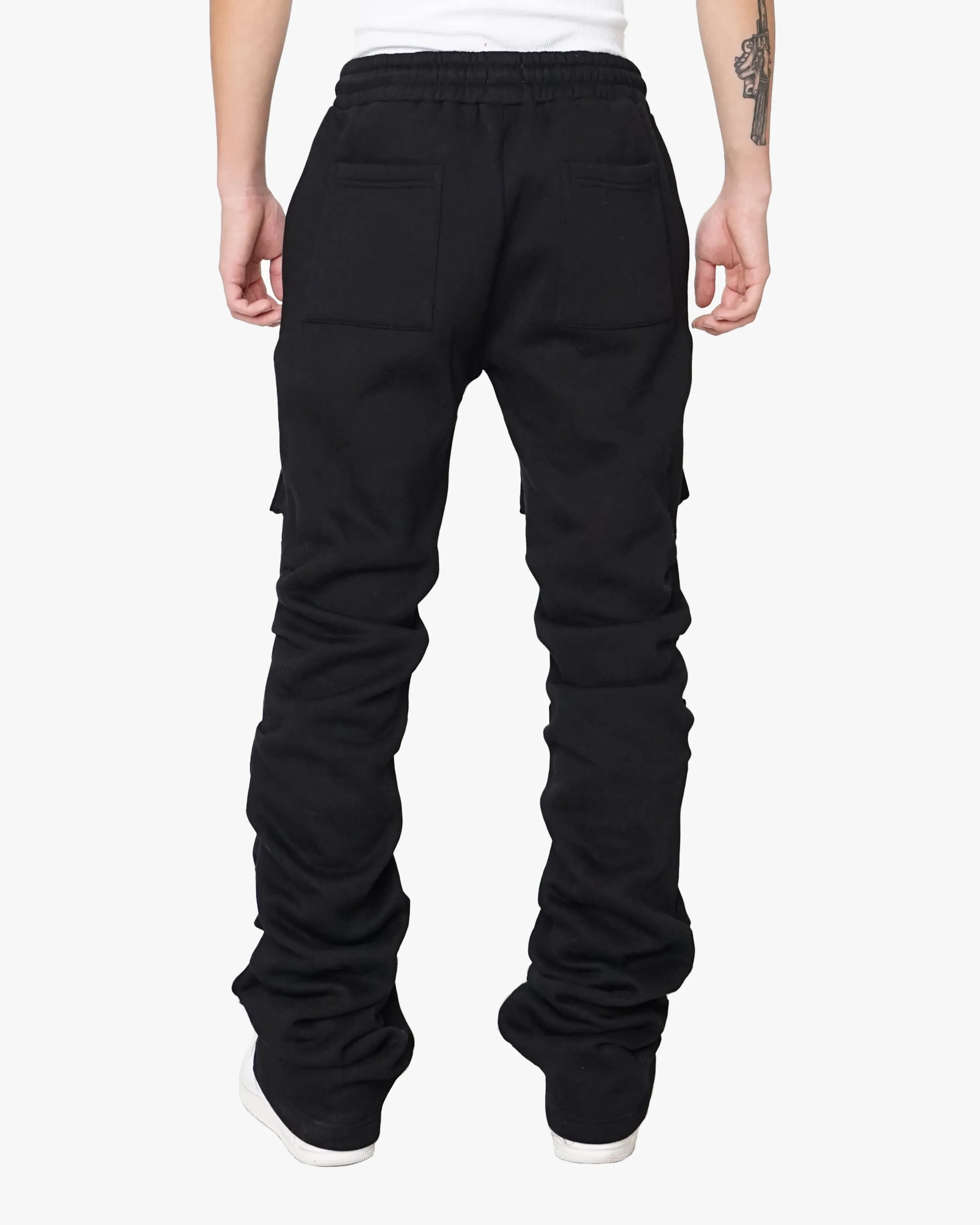 EPTM STACKED CARGO SWEATPANTS-BLACK