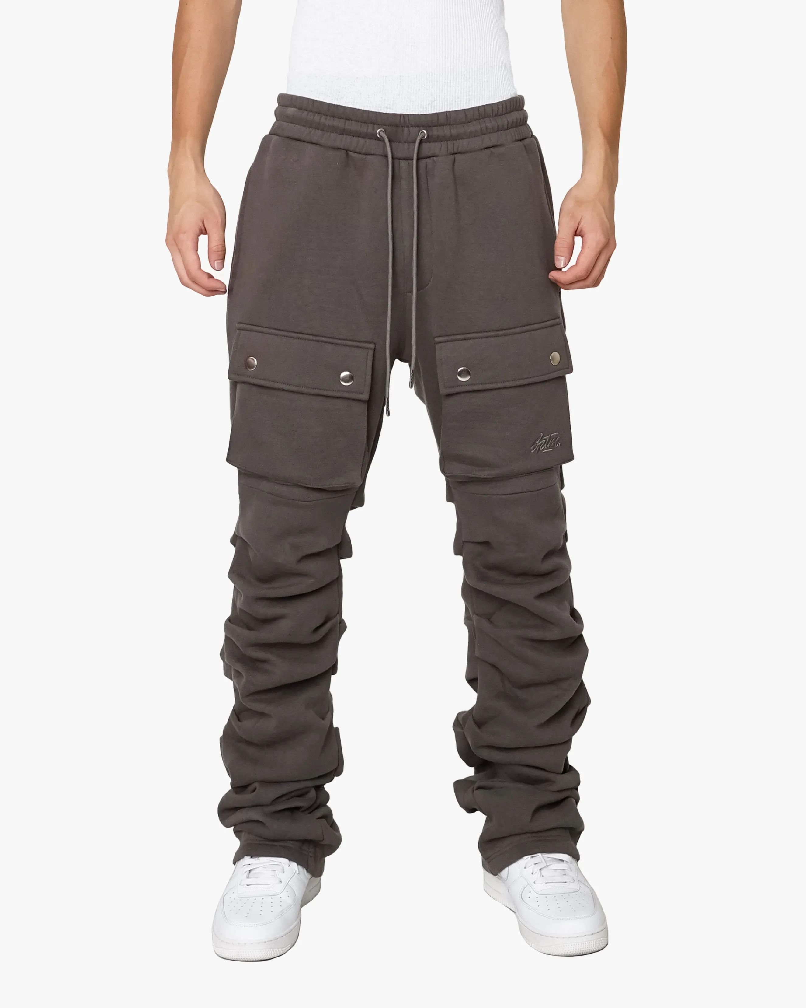 EPTM STACKED CARGO SWEATPANTS-CHARCOAL