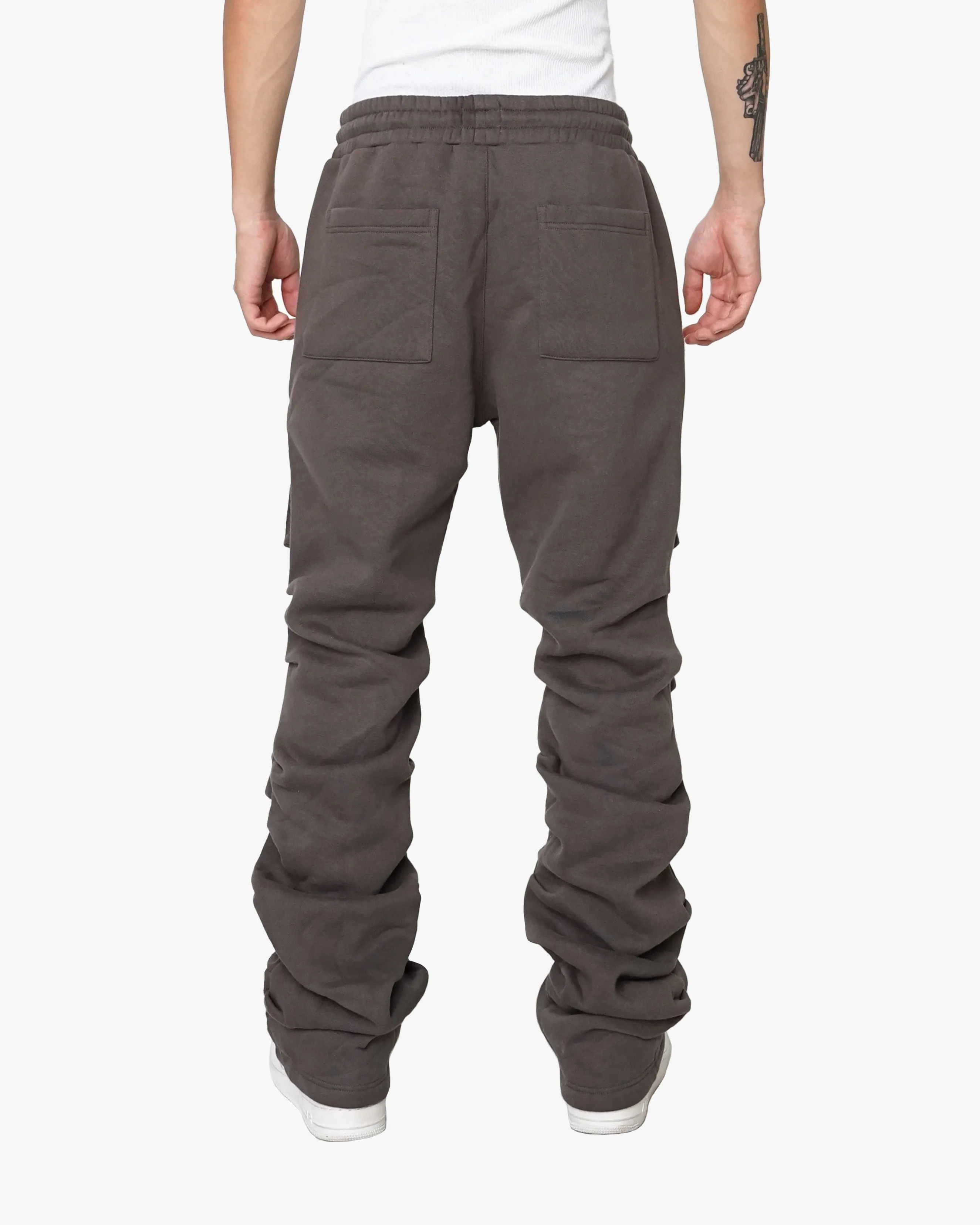 EPTM STACKED CARGO SWEATPANTS-CHARCOAL