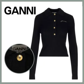 Ganni  |Casual Style Wool Rib Street Style Long Sleeves Plain