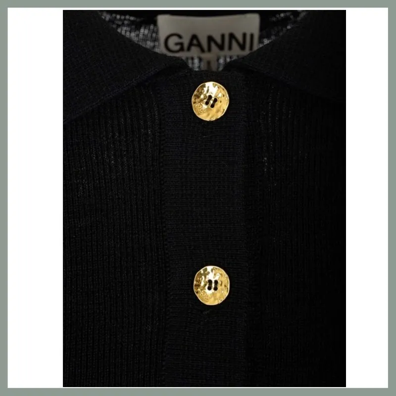 Ganni  |Casual Style Wool Rib Street Style Long Sleeves Plain