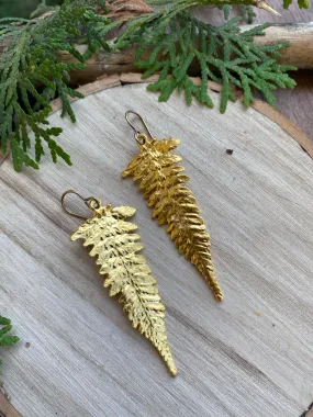 Gold Ferns. Fern detailed gold charm earrings.