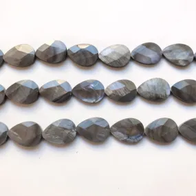 Grey Shell Dyed Faceted Flat Drop 15x20mm