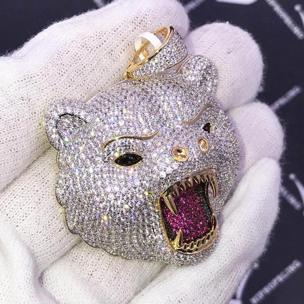 Grizzly Bear CZ Hip Hop Bling Bling Pendant