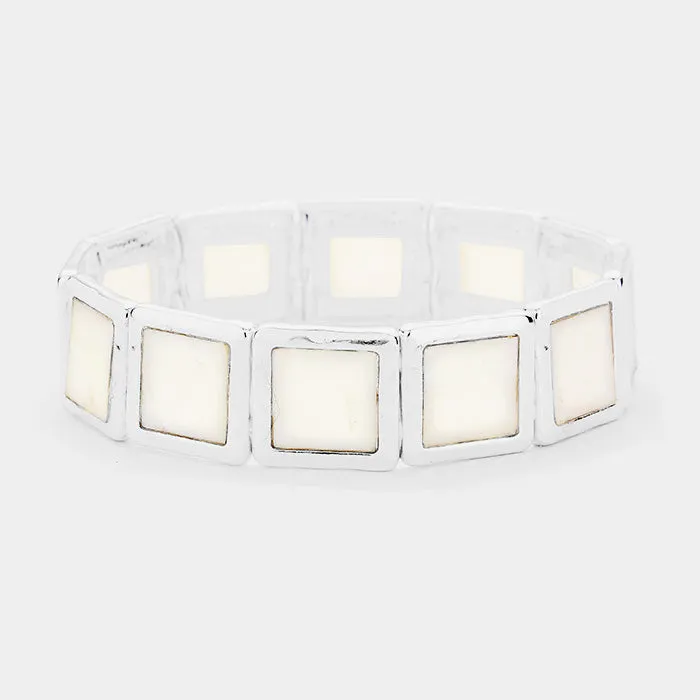 iLLASPARKZ Abstract Square Natural Stone  Stretch Bracelet