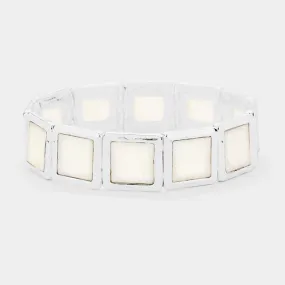 iLLASPARKZ Abstract Square Natural Stone  Stretch Bracelet