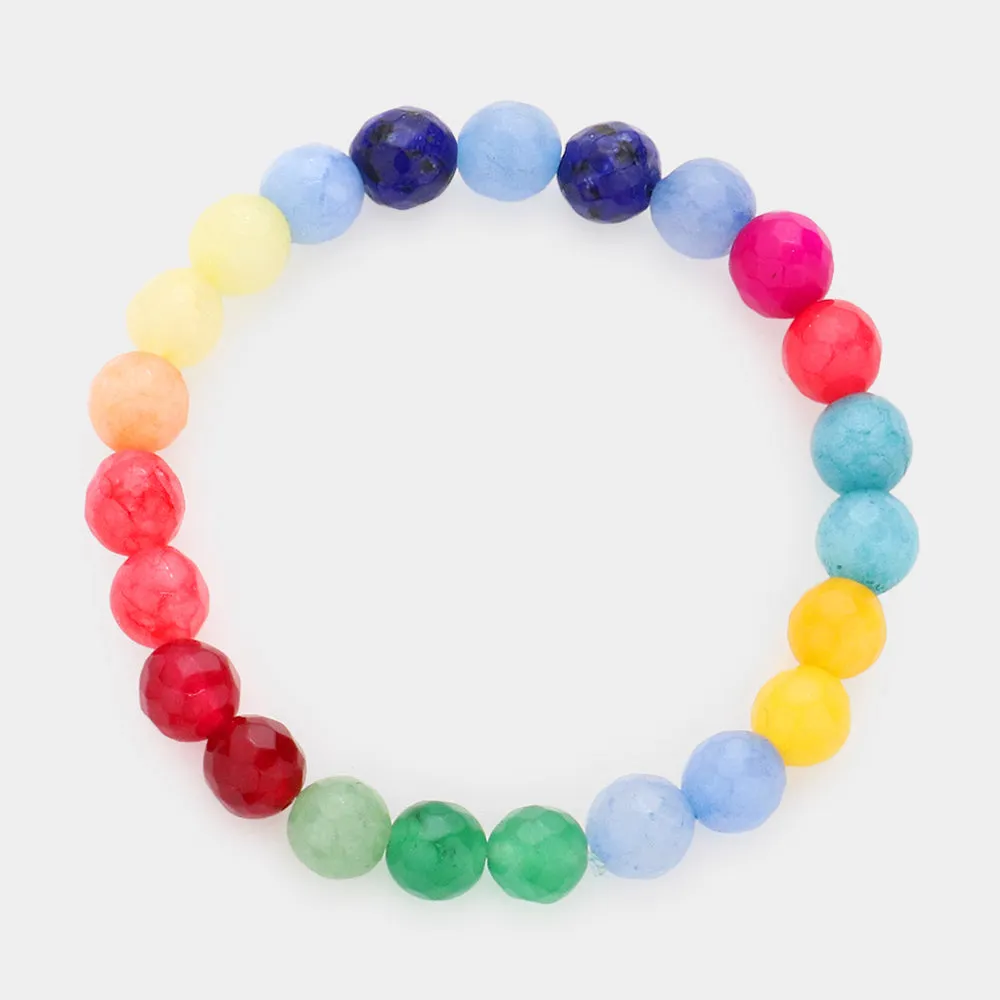 iLLASPARKZ Colorful Natural Stone Stretch Bracelet