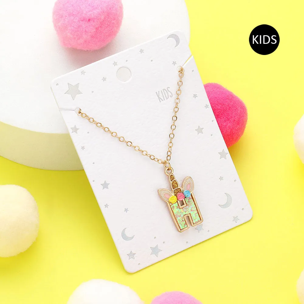 iLLASPARKZ -H- Unicorn Monogram Pendant Kids Necklace