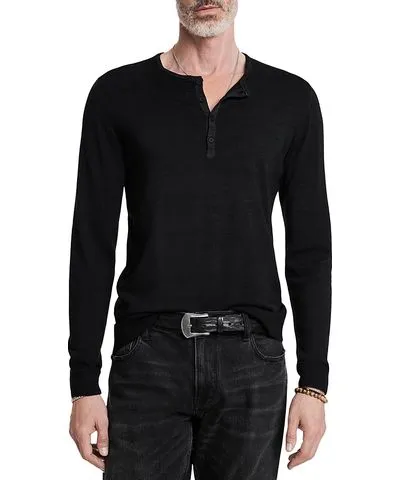 John Varvatos Eren Regular Fit Wool Blend Henley Tee