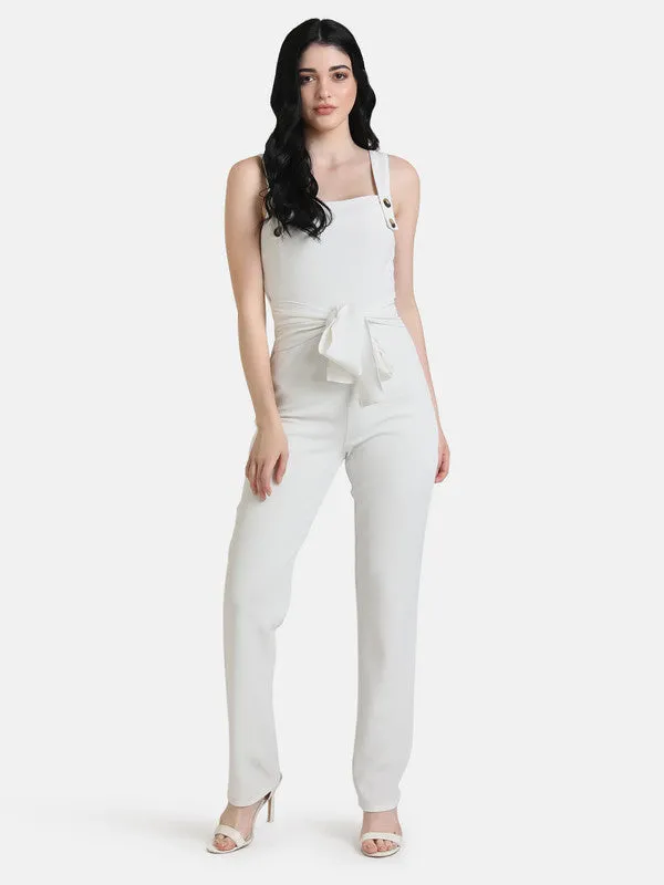 Jumpsuit With Button Detailed Straps & Tie-Up