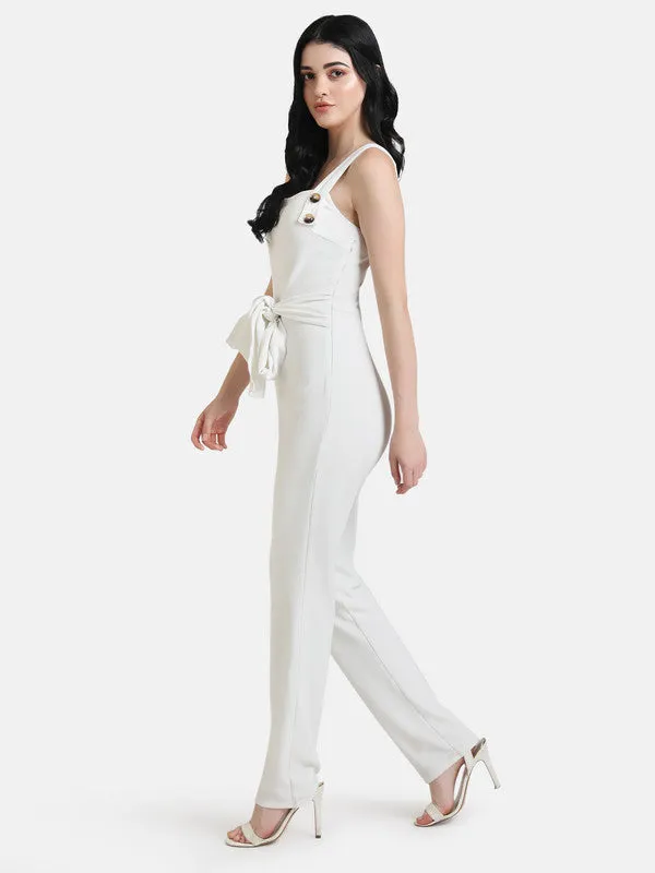 Jumpsuit With Button Detailed Straps & Tie-Up