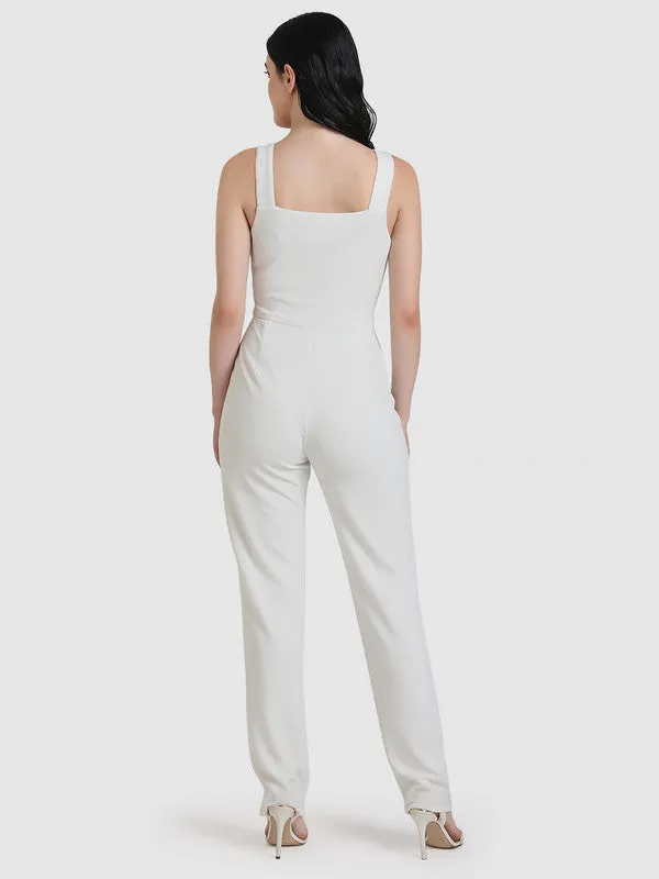 Jumpsuit With Button Detailed Straps & Tie-Up