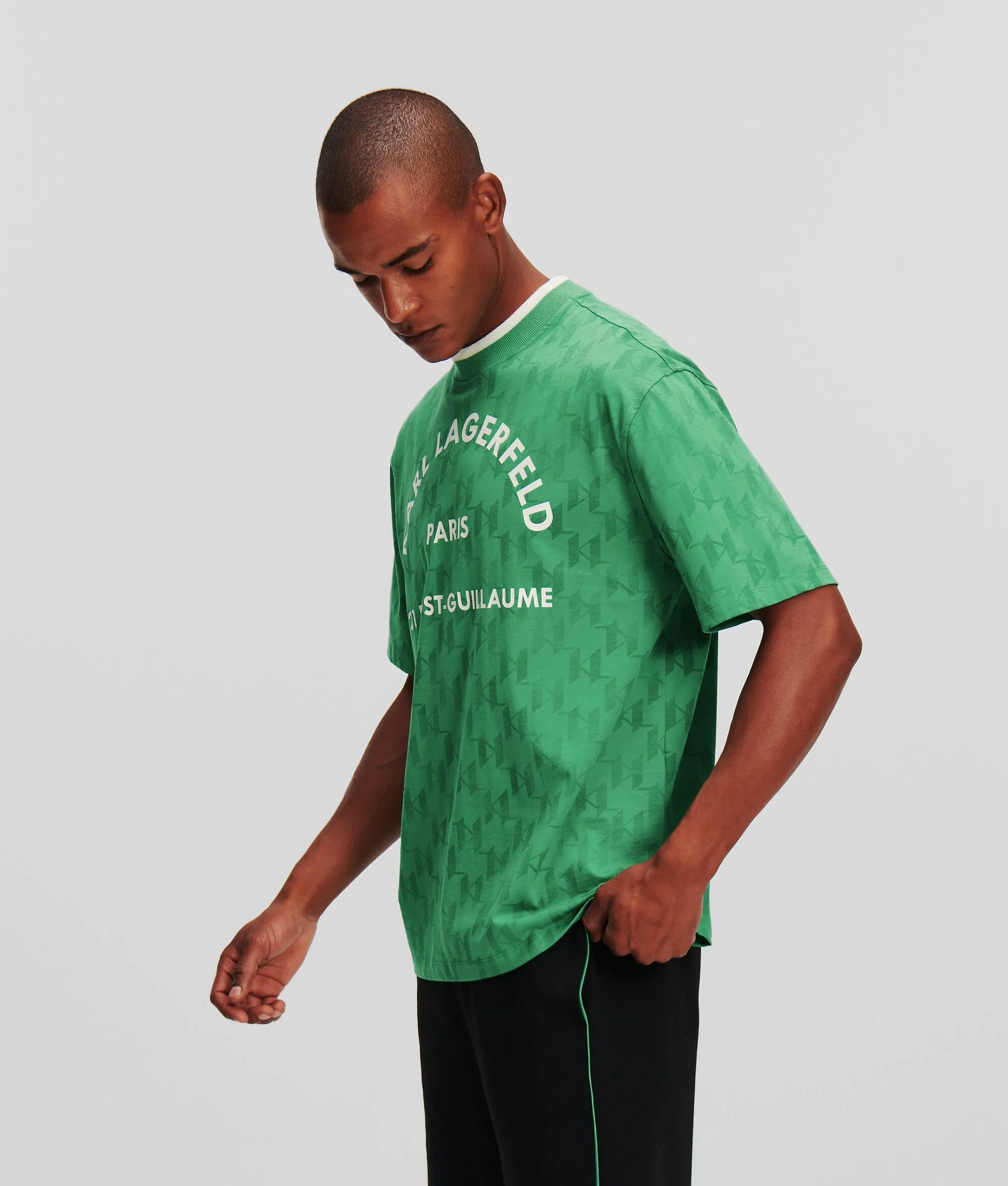 Karl Lagerfeld Athleisure Monogram Tee-Ama Green