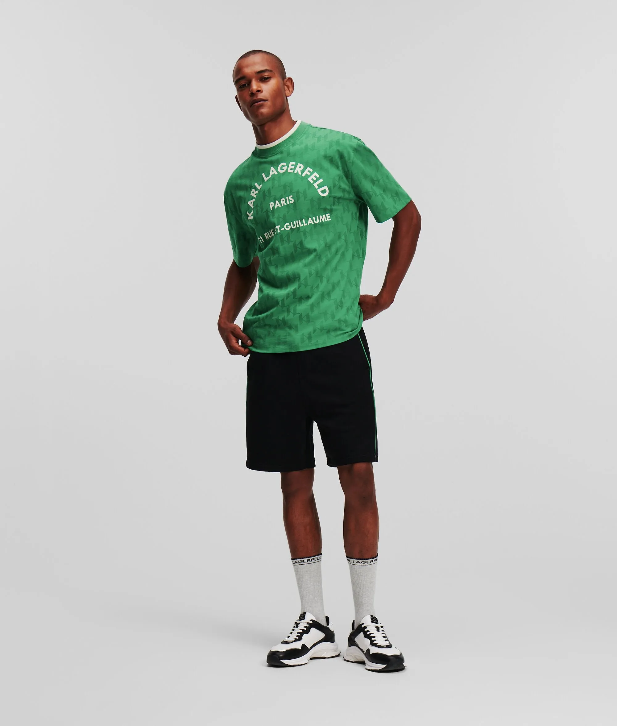 Karl Lagerfeld Athleisure Monogram Tee-Ama Green