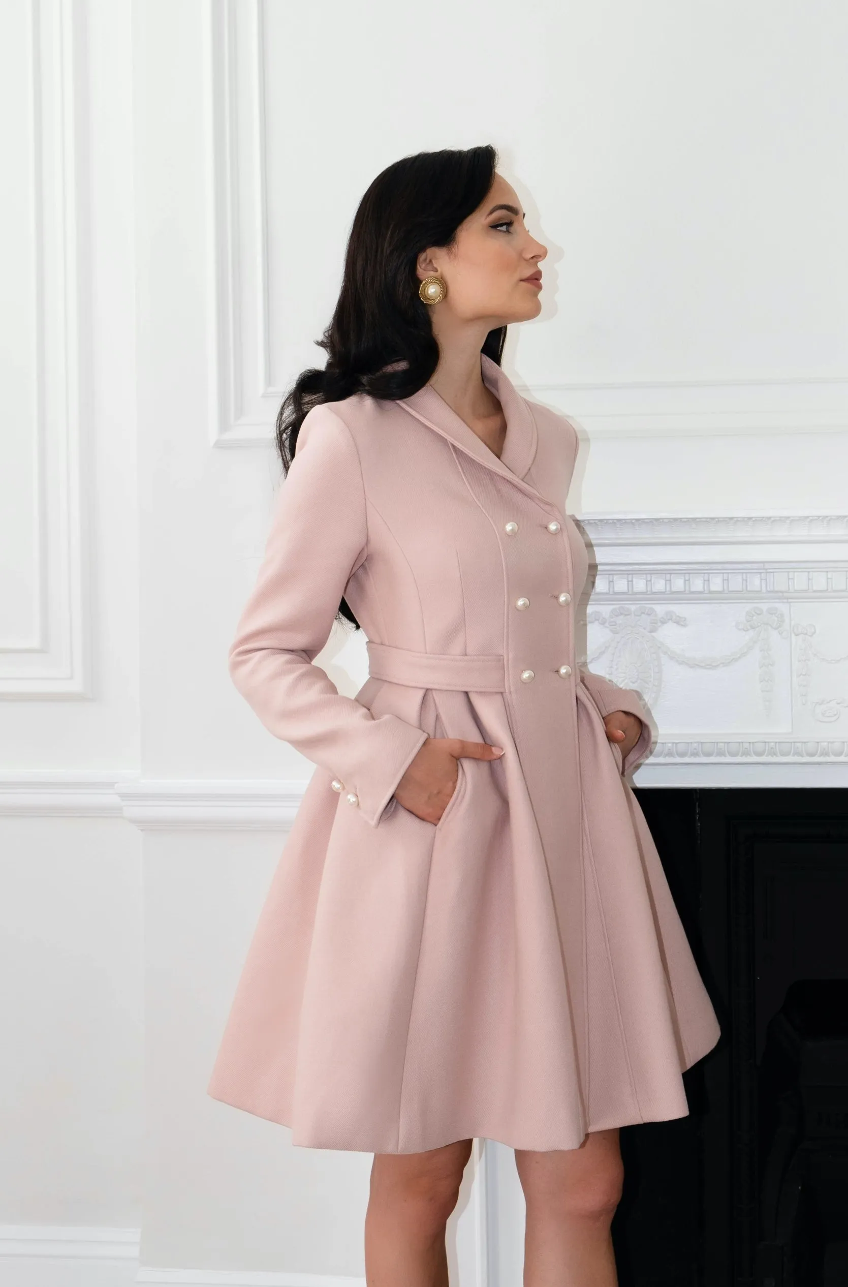 'Kennedy' Wool Dress Coat in Rosa