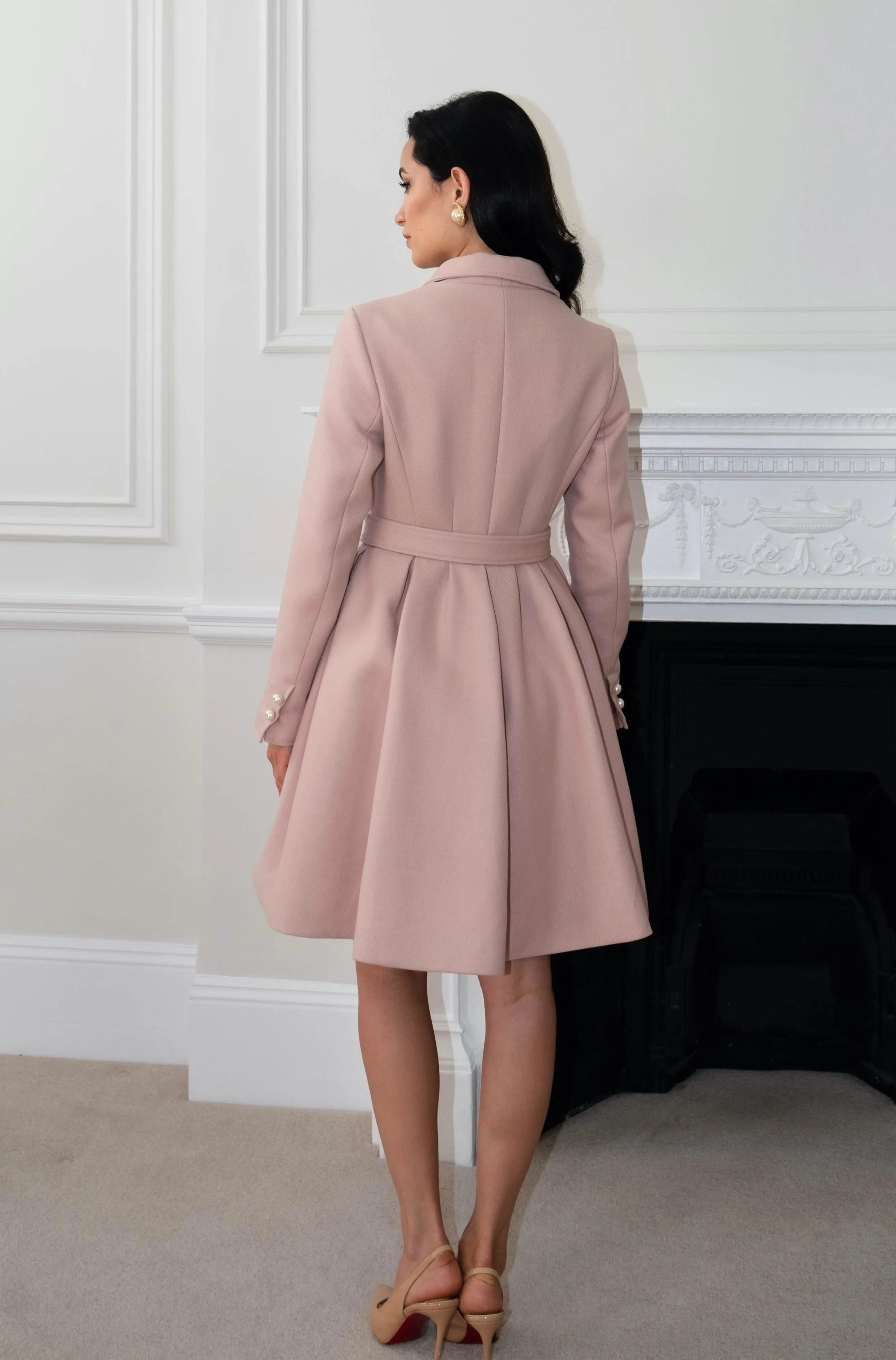 'Kennedy' Wool Dress Coat in Rosa