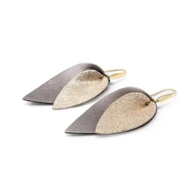 Leaf Leather Earrings Gold/Bronze