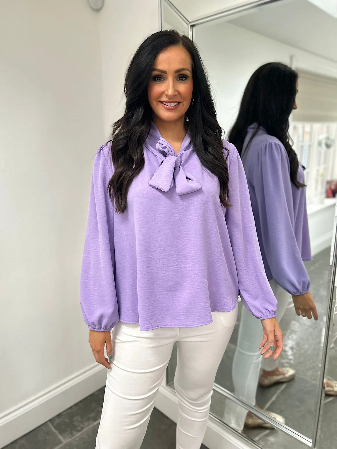 Lilac Tie Neck Blouse Grace