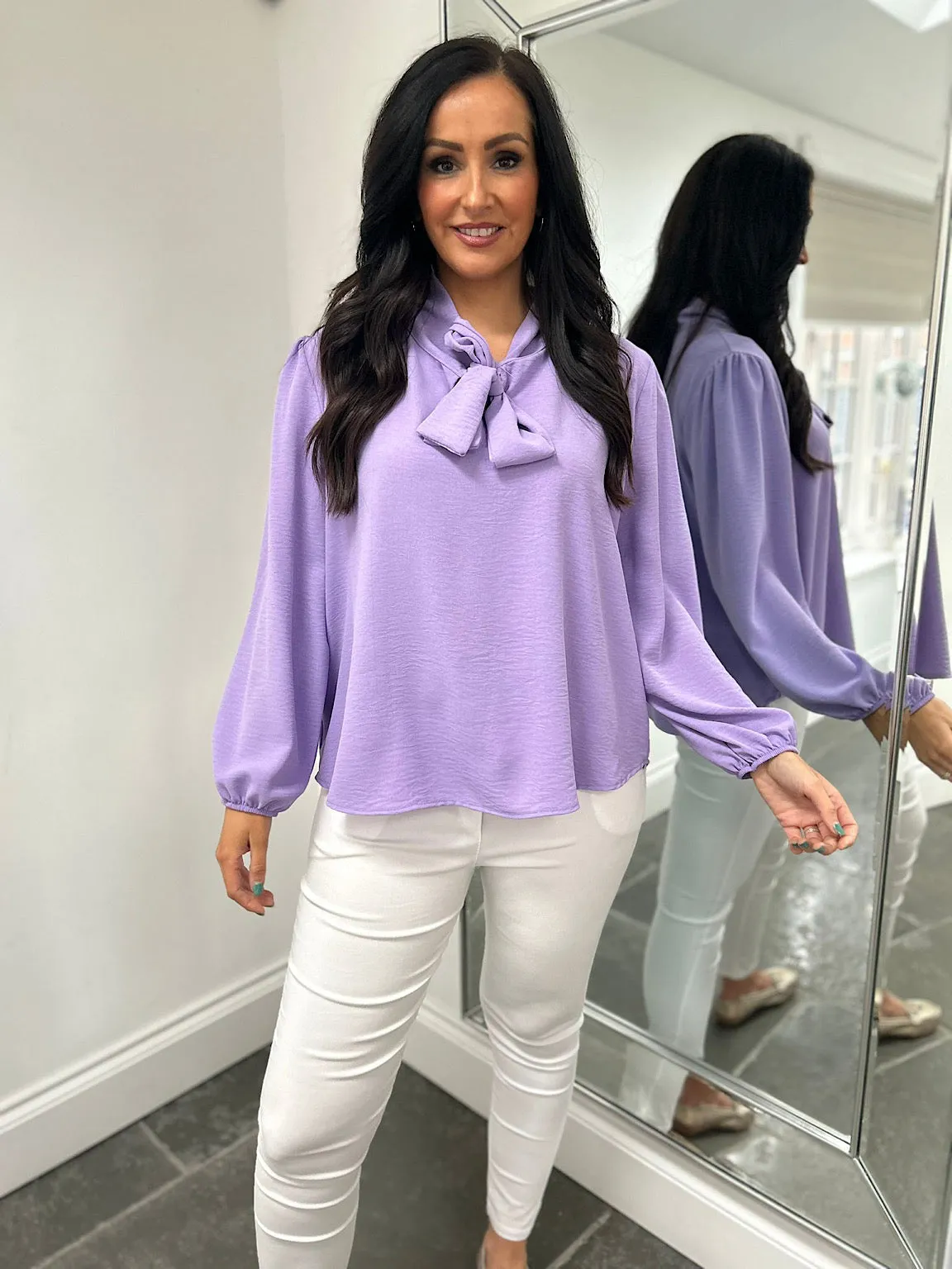 Lilac Tie Neck Blouse Grace