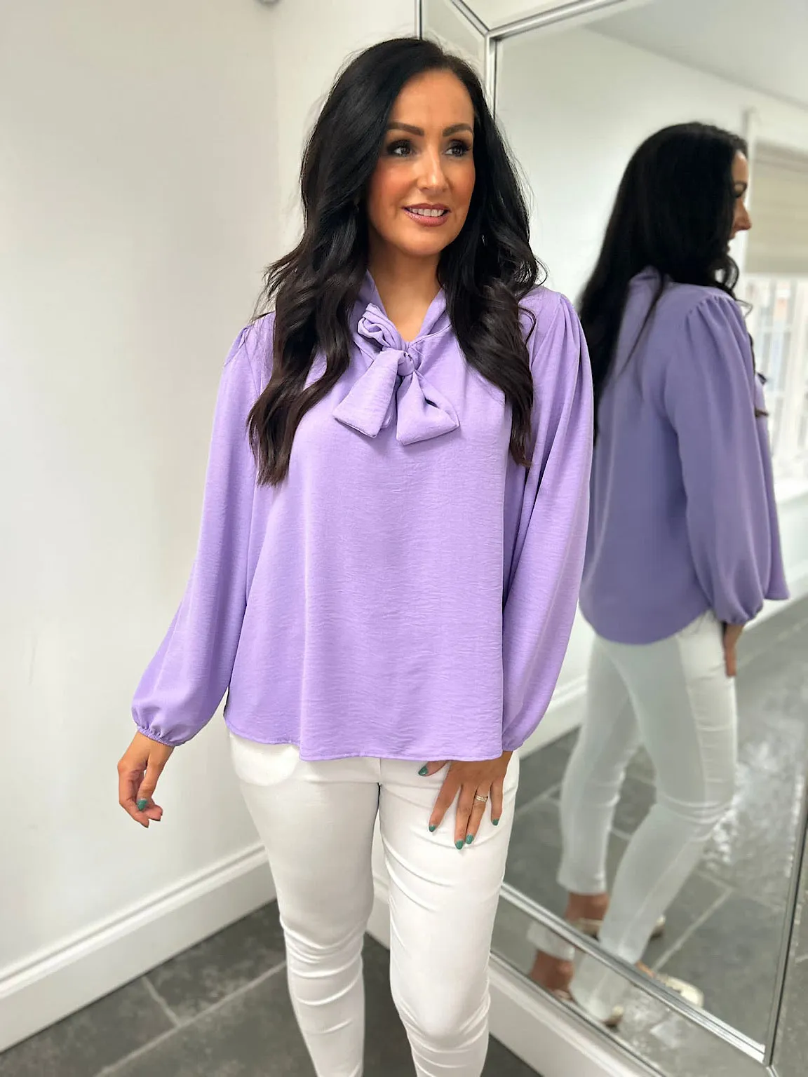 Lilac Tie Neck Blouse Grace