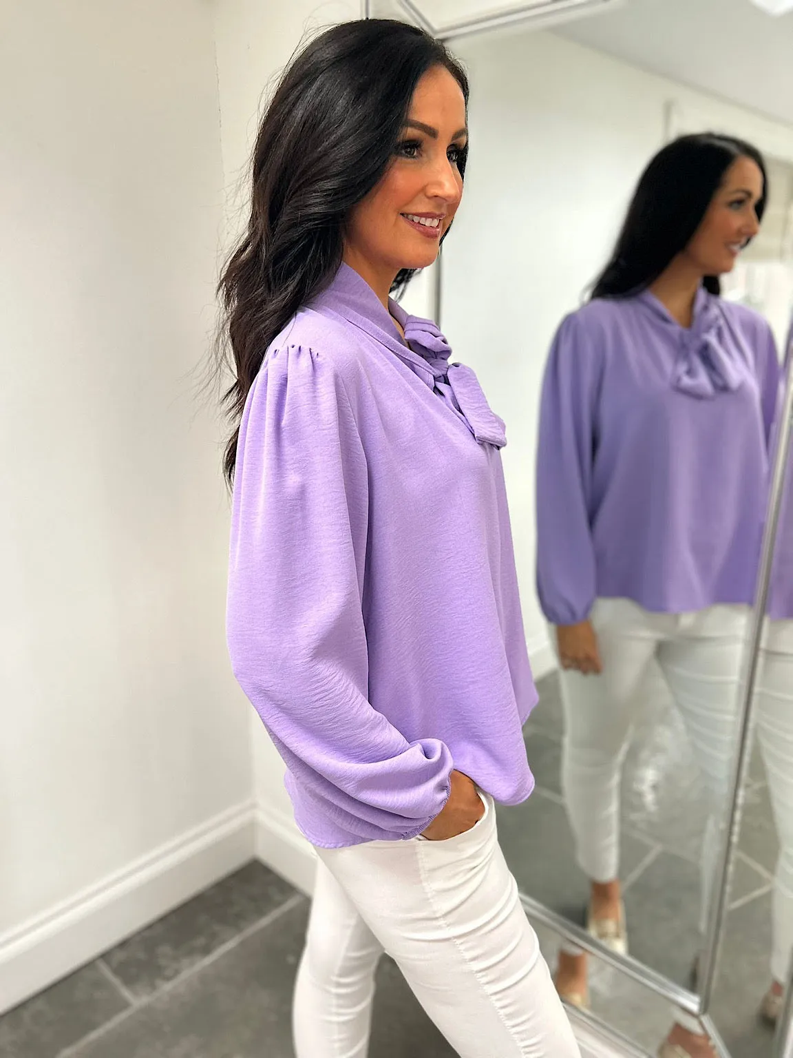 Lilac Tie Neck Blouse Grace