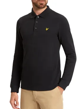 Lyle & Scott Long Sleeve Raised Rib Polo Shirt True Black