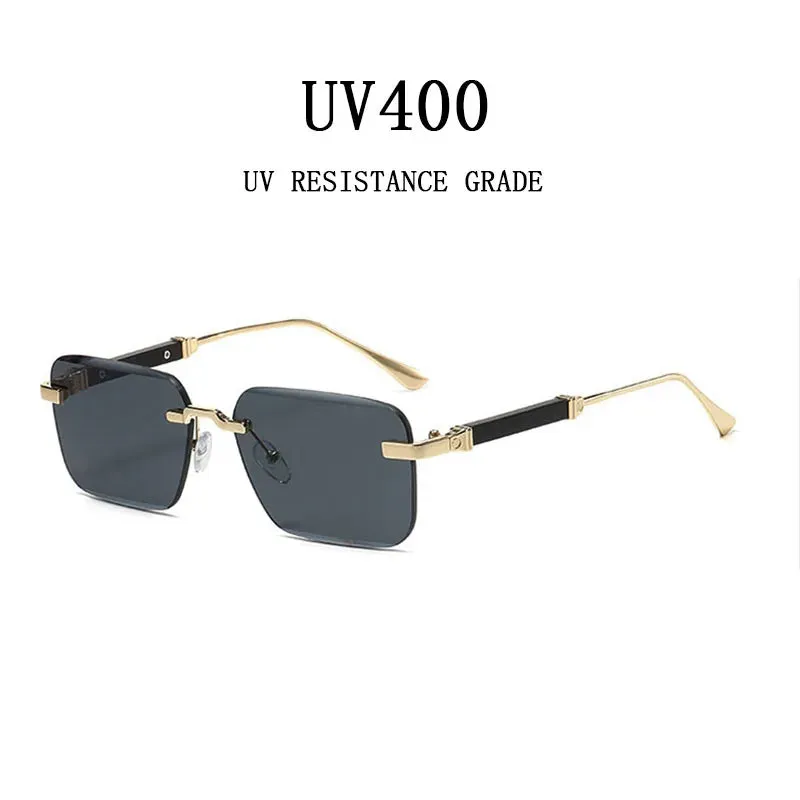 Men and Women Luxury Vintage Rimless UV400 Square Sunglasses