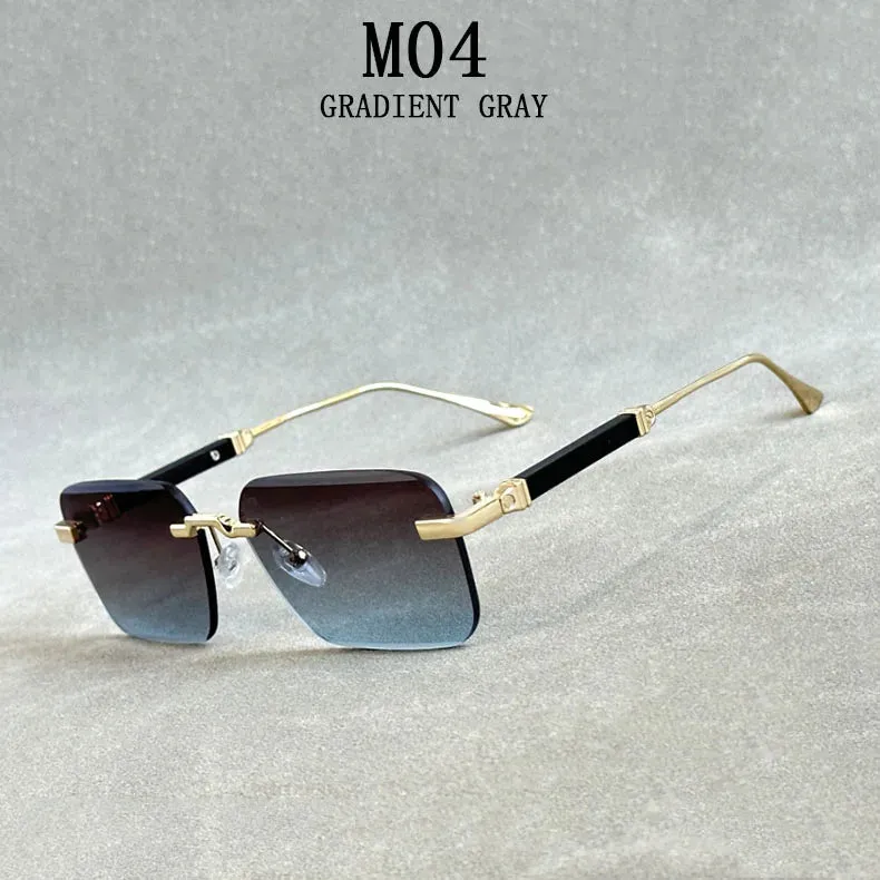 Men and Women Luxury Vintage Rimless UV400 Square Sunglasses