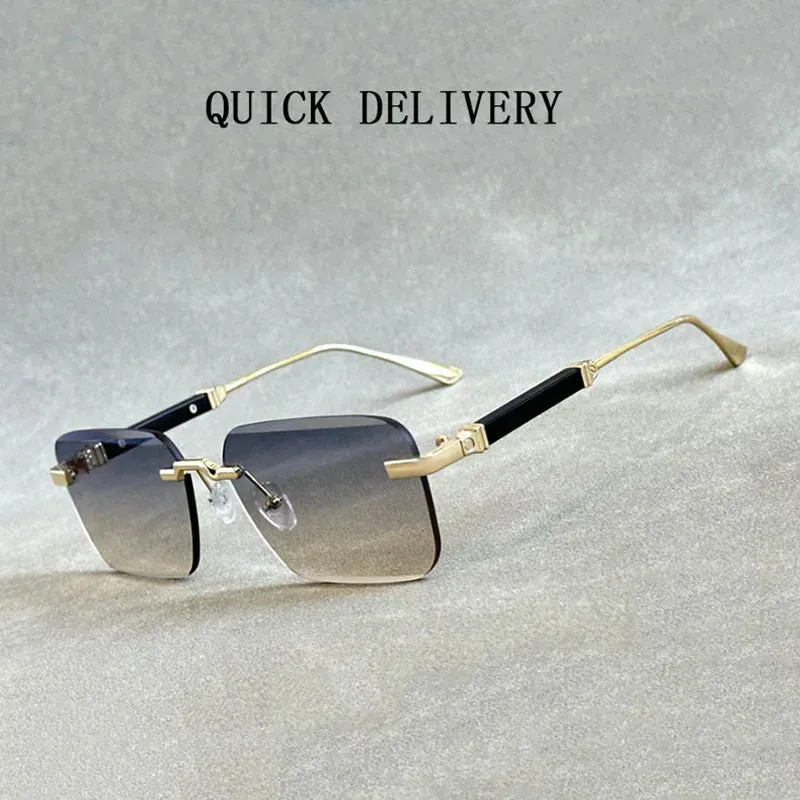 Men and Women Luxury Vintage Rimless UV400 Square Sunglasses