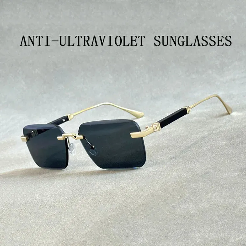 Men and Women Luxury Vintage Rimless UV400 Square Sunglasses