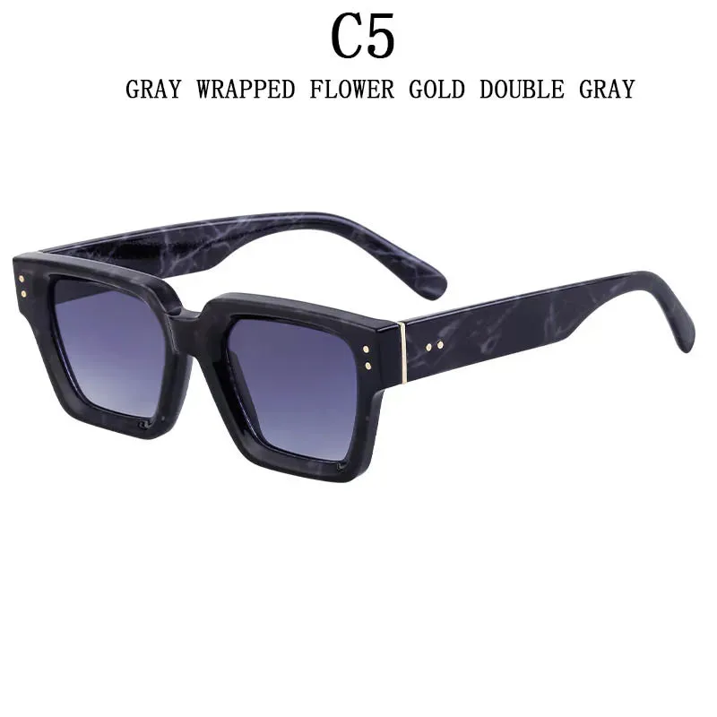 Men and Women Vintage Style Anti-UV400 Gradient Square Sunglasses