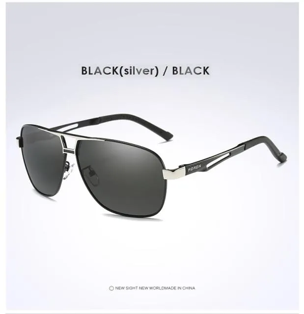 Men's Aluminum Frame UV400 Polarized Anti-reflective Square Sunglasses