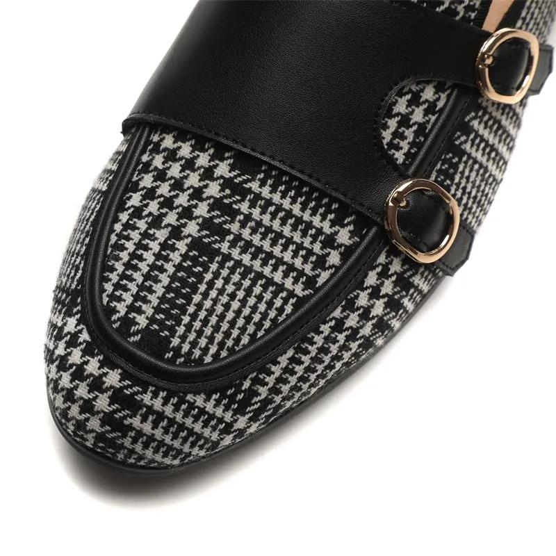 Men's Checkered Pattern Buckle Element Casual Partywear Slippers