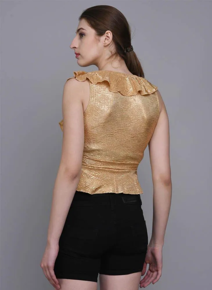 Metallic Textured Frill Bodysuit