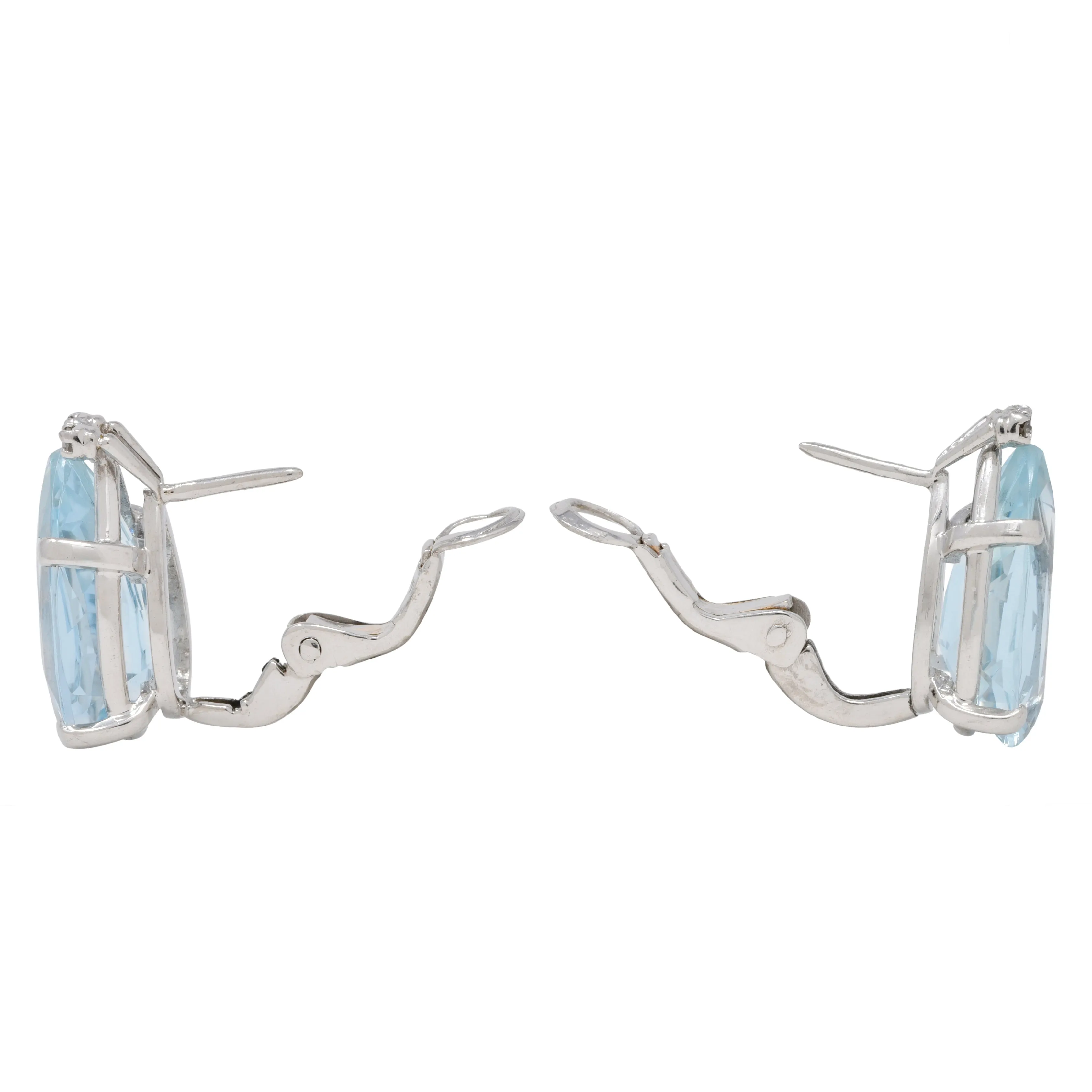 Mid-Century 9.30 CTW Aquamarine Diamond Platinum Vintage Earrings