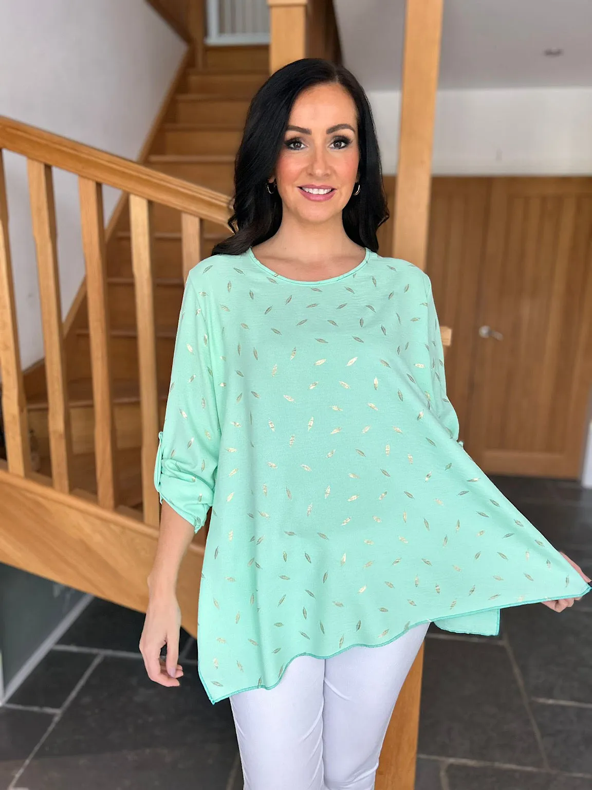 Mint Gold Leaf Blouse Gina