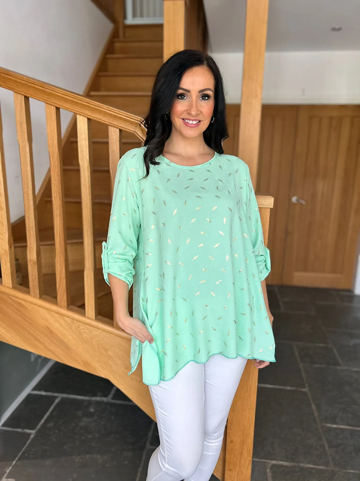 Mint Gold Leaf Blouse Gina