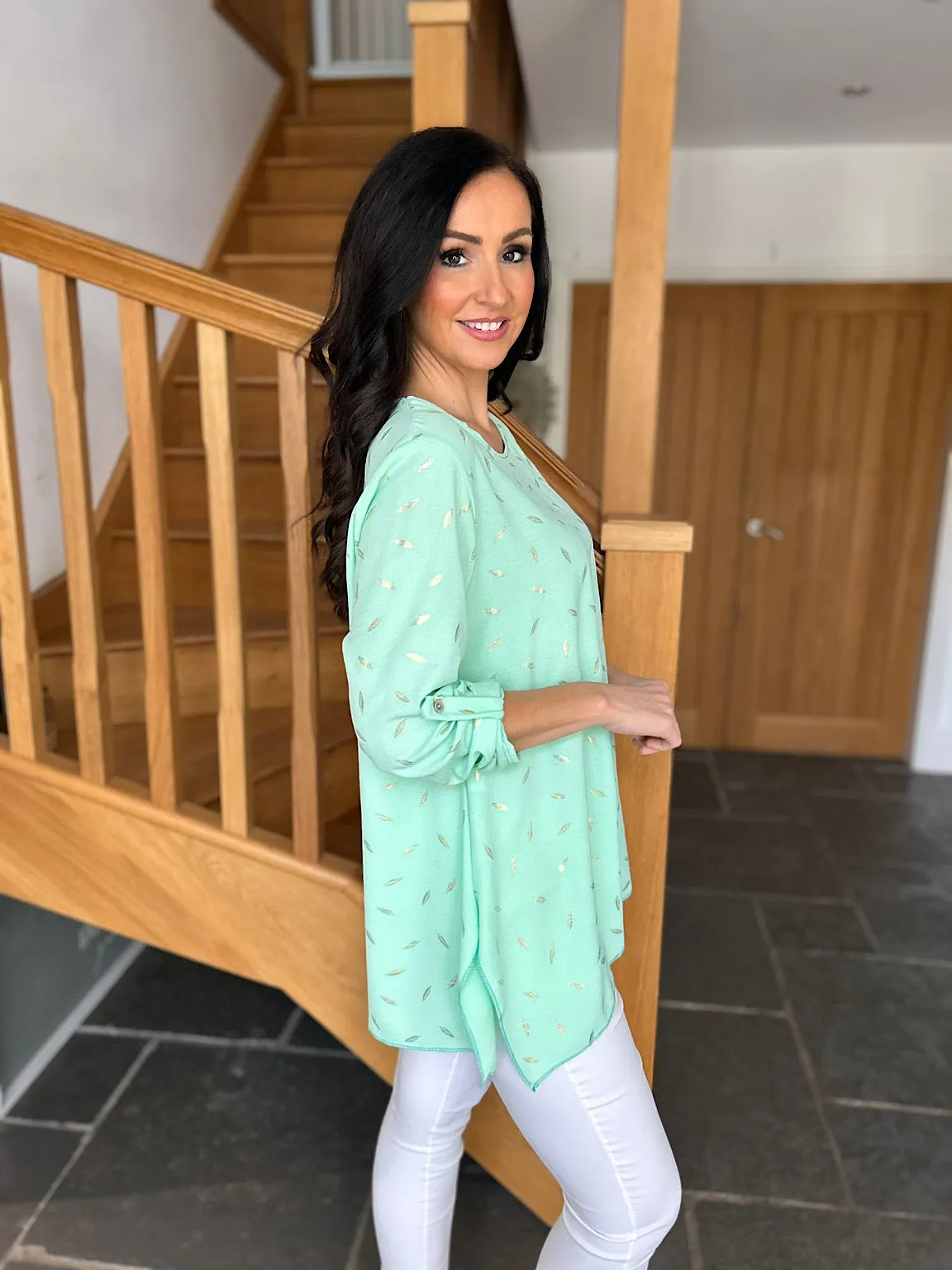 Mint Gold Leaf Blouse Gina