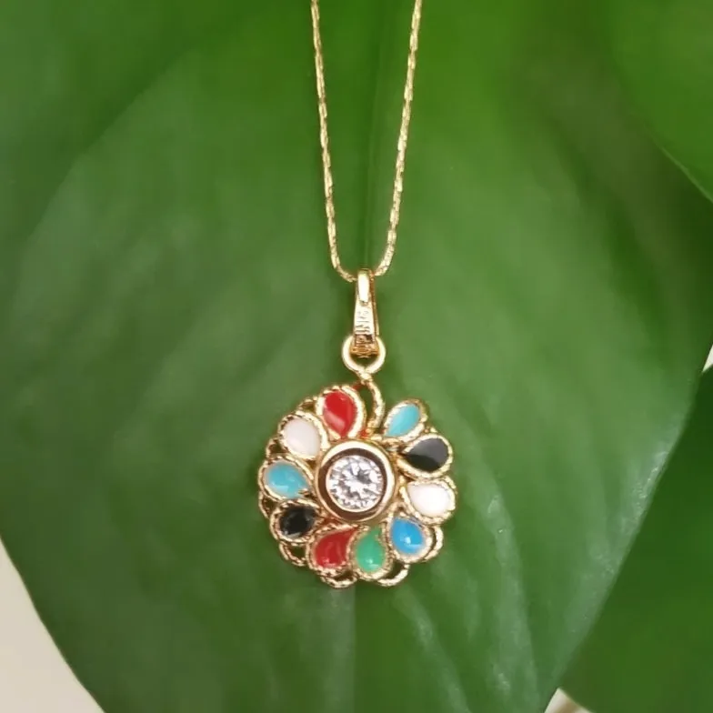 Multicolor Stones Pendant Necklace