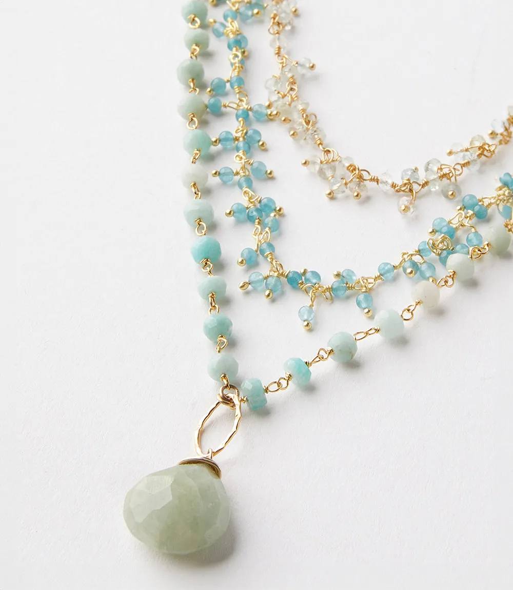 Multistrand Aquamarine Pendant Necklace