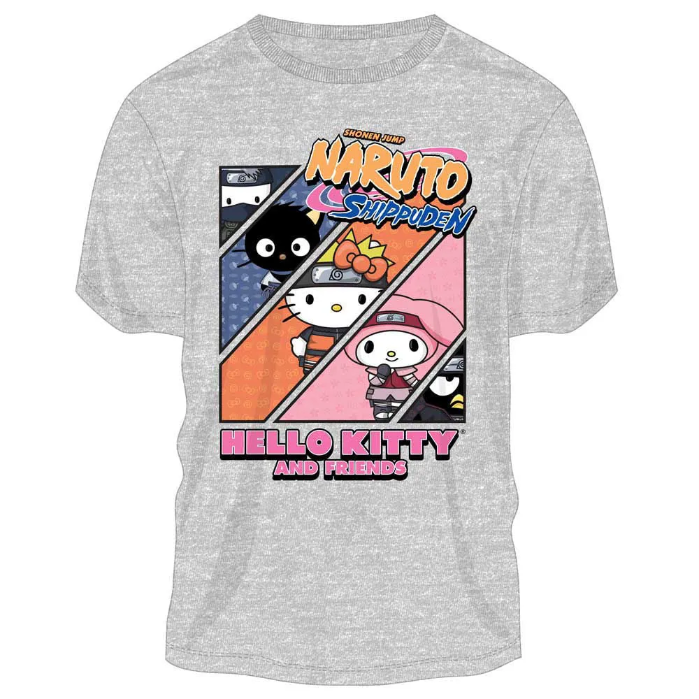 Naruto Hello Kitty and Friends on Gray T-Shirt