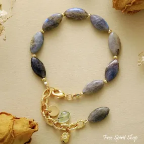 Natural Labradorite Oval Bead Bracelet