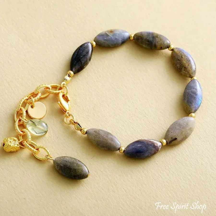 Natural Labradorite Oval Bead Bracelet