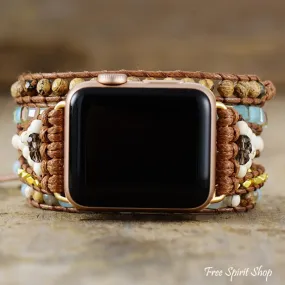 Natural Picture Jasper & Mixed Bead Apple Watch Band