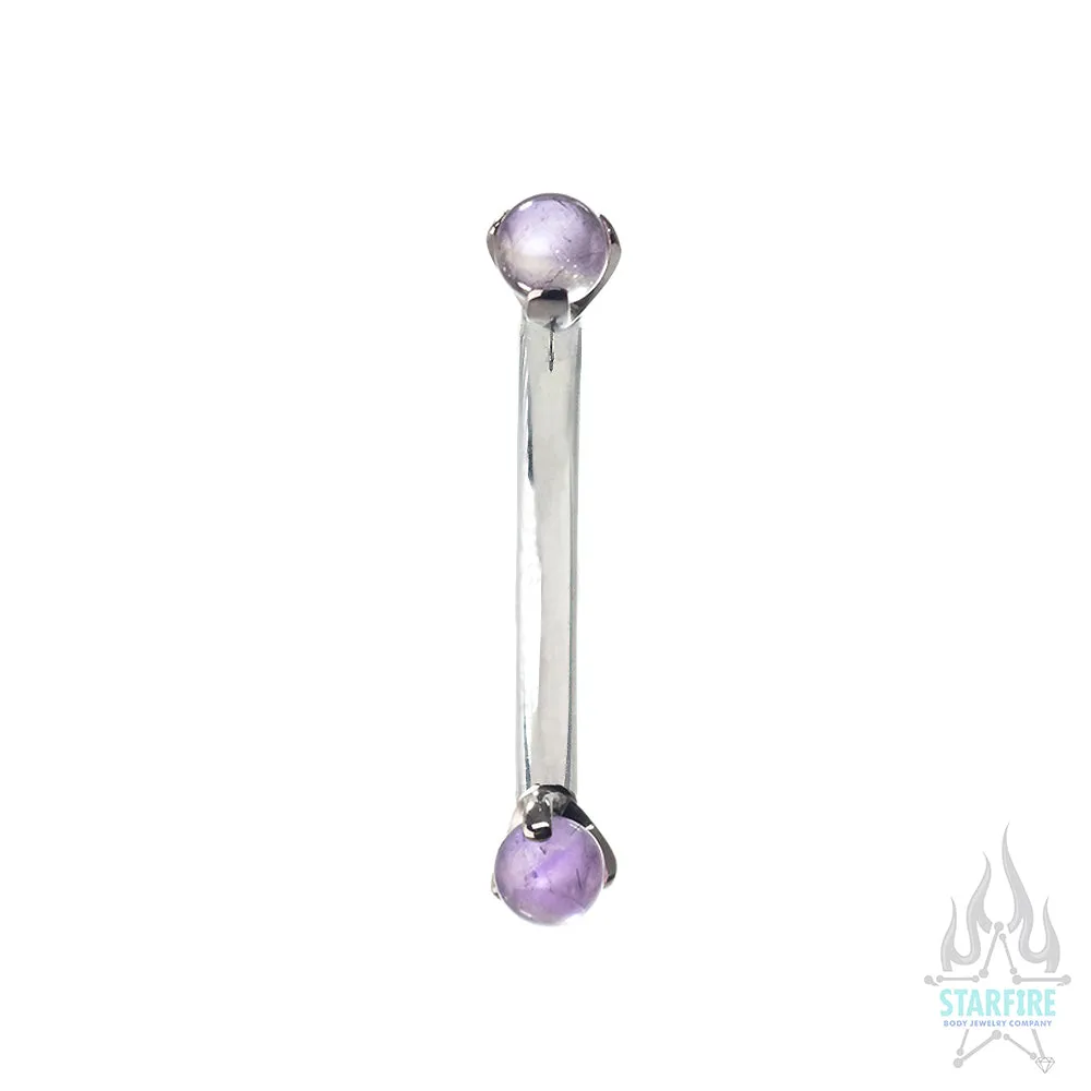 Natural Stone Balls in Prong's Curved Barbell