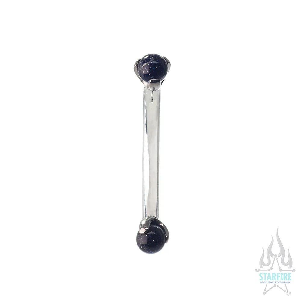 Natural Stone Balls in Prong's Curved Barbell