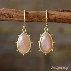 Natural Sunstone Drop Earrings