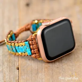 Natural Turquoise & Gold Beads Apple Watch Band