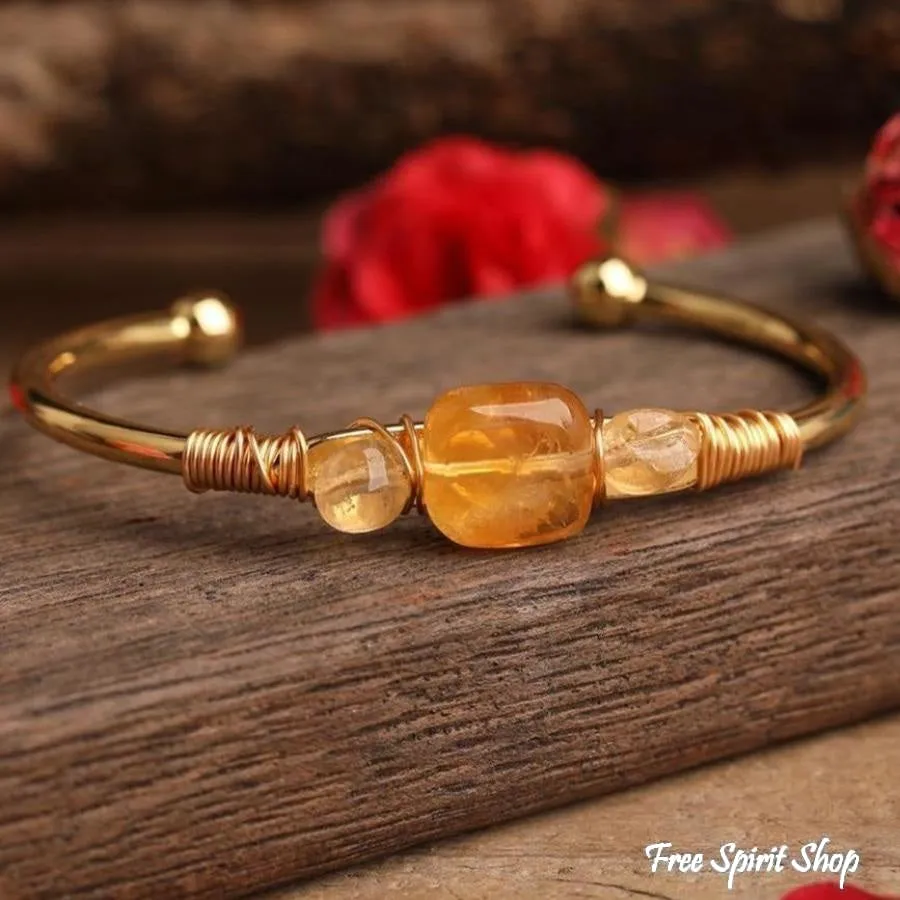 Natural Yellow Citrine Crystal Cuff