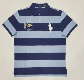 Nwt Polo Ralph Lauren Stripe Big Pony Marine Tour Custom Fit Polo